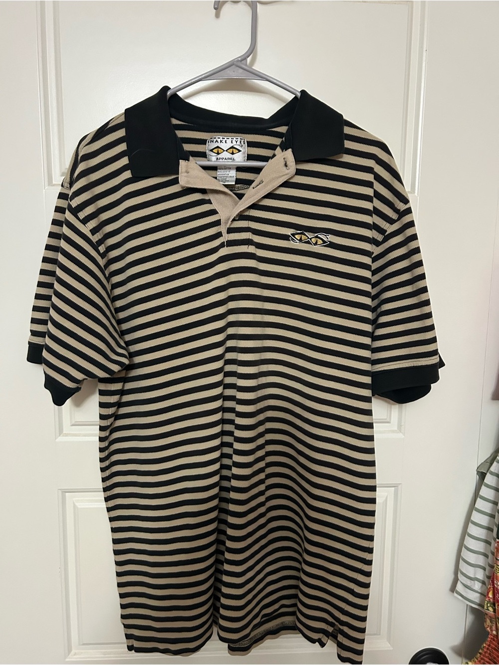 Striped Black and Tan Polo Shirt by Snake Eyes Apparel